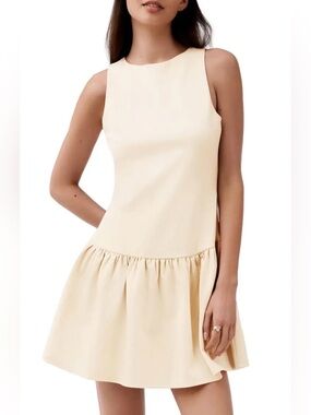 NEXT Cream Sleeveless Drop-Waist Mini Dress